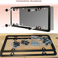 Vista 3 de Indeed BUY License Plate Frames Black, 2 Pcs 4 Holes Car Licenses Plate Covers Stainless Steel Holders Frame for Plates with Screw Caps.