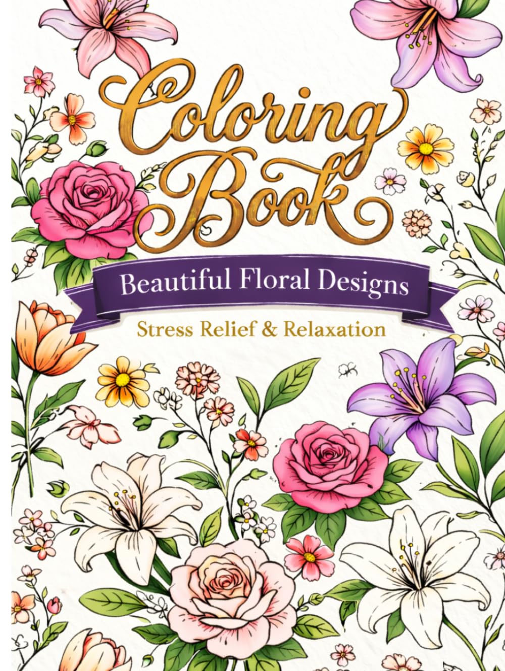 Coloring Book: Beautiful Floral Designs Stress Relief & Relaxation