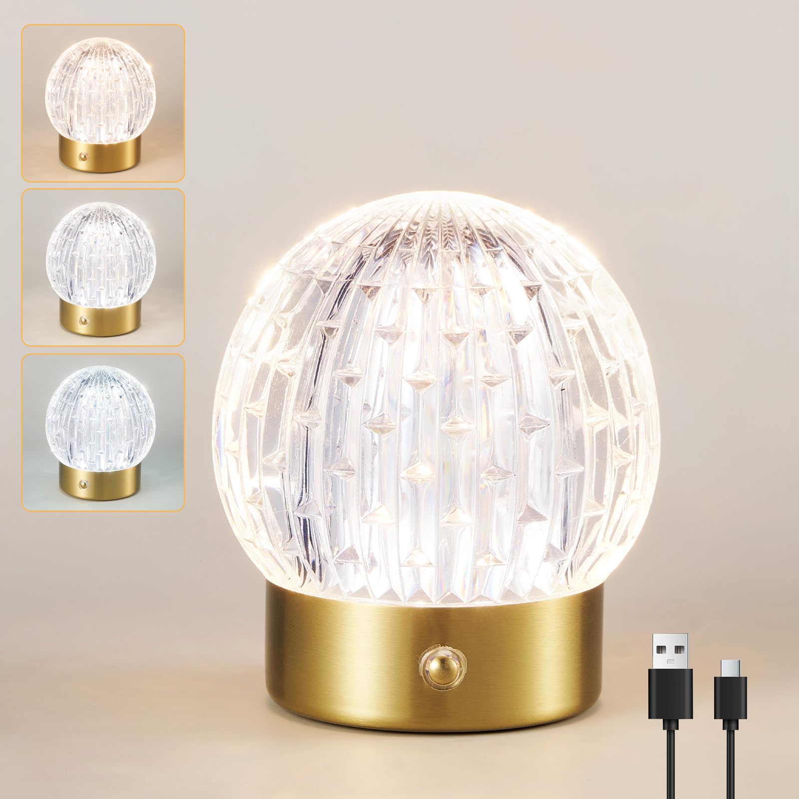 HARPER LIVING Wiederaufladbare Tischleuchte, kleine batteriebetriebene Schreibtischlampe