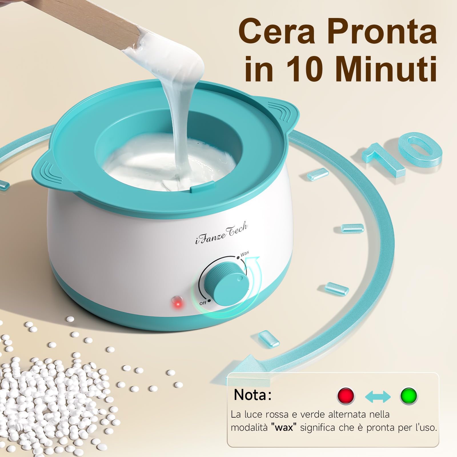 Scaldacera Cera Brasiliana Kit: Scalda Cera per Ceretta, 400g Cera, 42 Accessori per Depilazione per Uso Domestico e in Salone, per Tutto il Corpo, Sopracciglia, Viso, Bikini, per Donna e Uomo, Blu