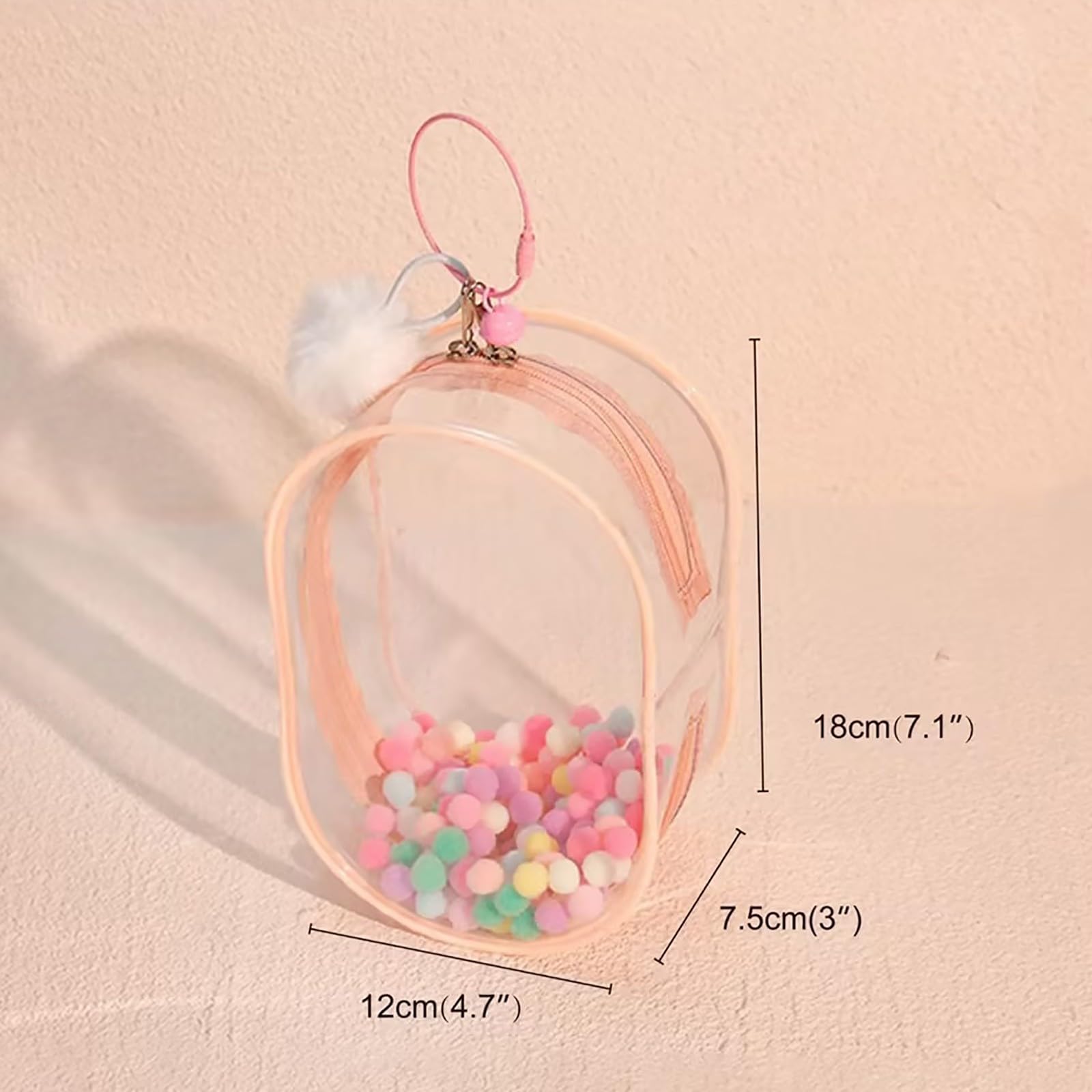 Custodia Trasparente Per Bambole In PVC Con Portachiavi E Pompon, Borsa A Tracolla Per Pupazzi