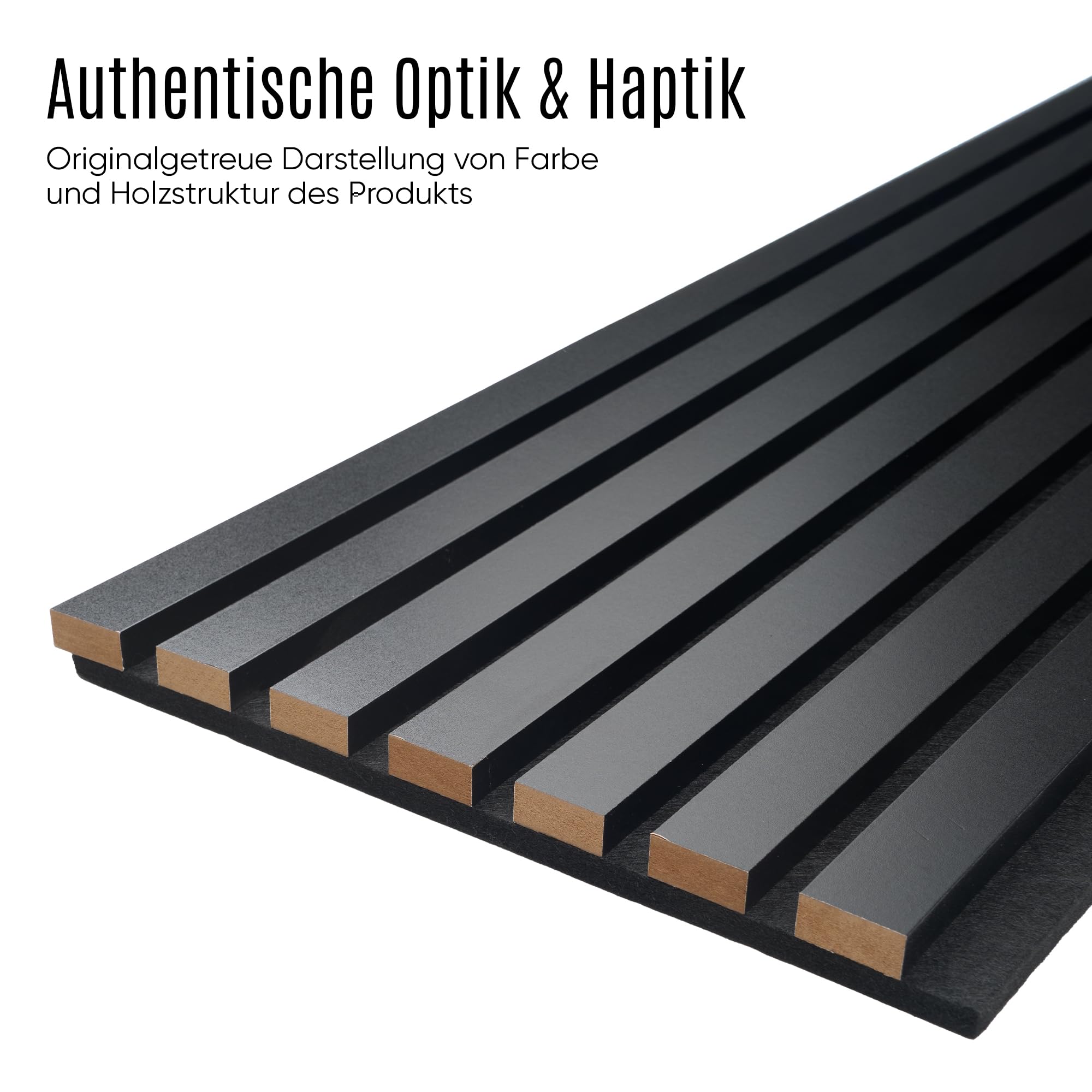Akustikpaneele Holz, 2er Set, 120 x 60 cm, 1,44 m², Farbe: Schwarz