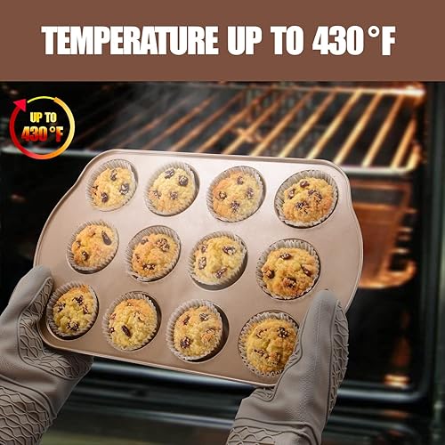 Miniatura 8 de JOHO BAKING Juego de 2 moldes antiadherentes para magdalenas y magdalenas (paquete de 2)  12 tazas regulares + 24 tazas de mini moldes para muffins