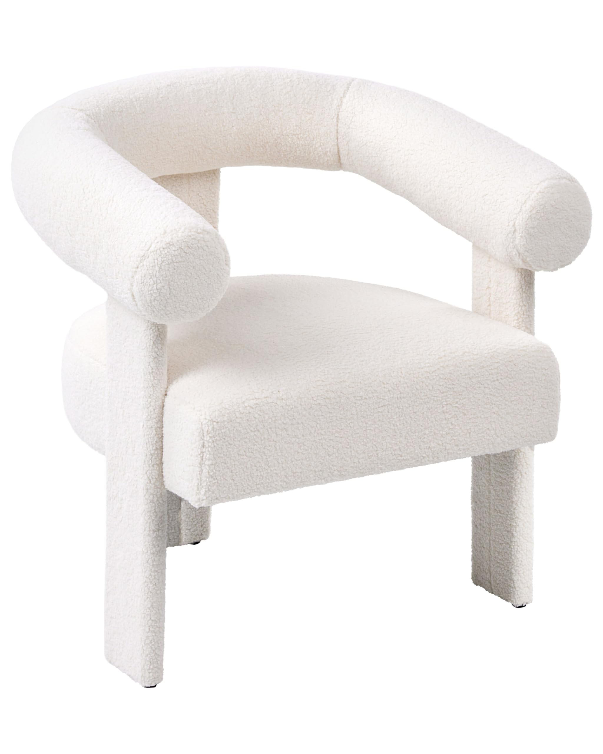 Beliani Sillón de Sala de Estar Estilo Retro tapicería de bouclé Patas tapizadas Blanco Crema Ilbro
