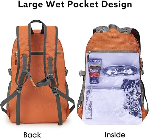 Miniatura 2 de G4Free Mochila de senderismo ligera de 40 L con bolsillo húmedo, impermeable, práctica, plegable, para acampar al aire libre, viajes, mochila
