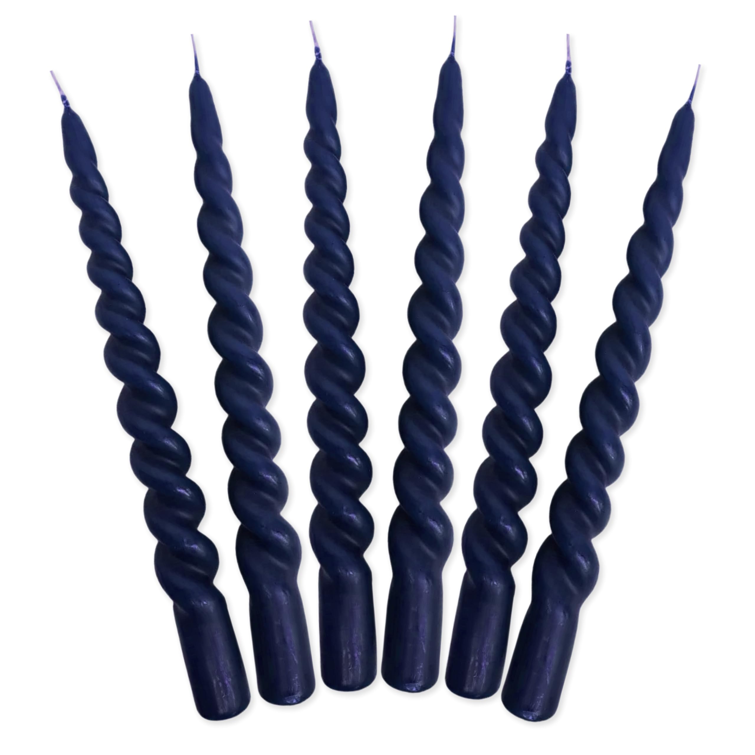 LUMELY dänische Premium gedrehte Kerzen Blau Royalblau, 6er Pack, Höhe 24cm, Ø 2,2cm, Brenndauer ca. 7 Stunden, bunte Stabkerzen gedreht, Leuchterkerzen, Deko Kerzen, Dänische Kerzen (Royalblau)