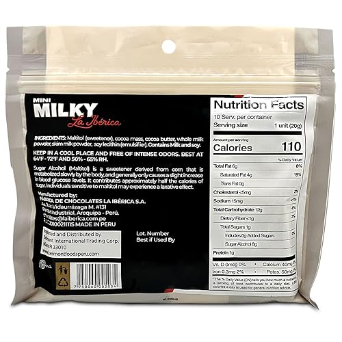 Miniatura 2 de La Iberica Milky 10 Mini Barras de Chocolate Peruano Sin Azúcar  10 Mini Barras de Chocolates Peruanos 40% Cacao de Perú sin Azúcar Añadido