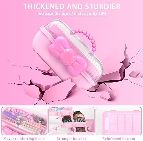 Miniatura 2 de DI QIU REN Caja de almacenamiento multiusos de tres capas de 11 pulgadas, organizador de manualidades, caja de almacenamiento portátil de plástico