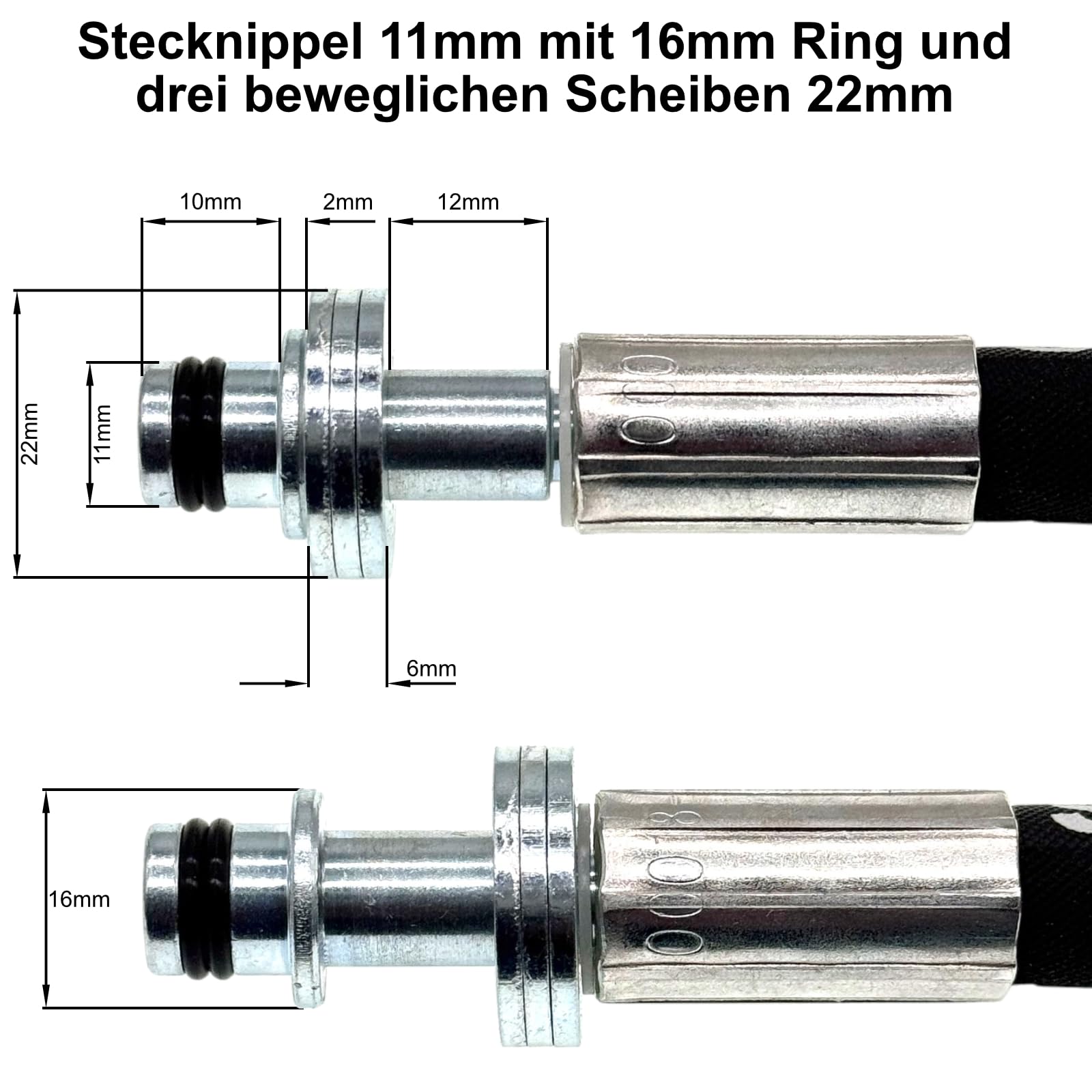 Manguera de alta presión apta para Kärcher HD 5/12 C hasta 2016 | rosca interior M22 mandril de 14 mm | 11 mm AVS giratorio | 220 bar | DN6 | hasta 150 °C | compatible con pistola Kärcher | manguera