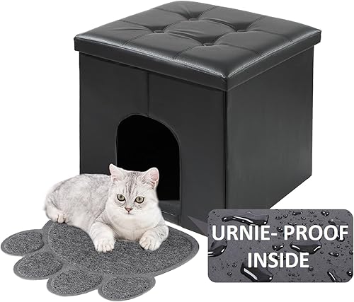 MEEXPAWS Mueble Gabinete Oculto para Caja de Arena de Gatos, Banco de Baño para Gatos Gabinete de Almacenamiento Pequeño 19.7'' x 19.7'' x 19.7''| A