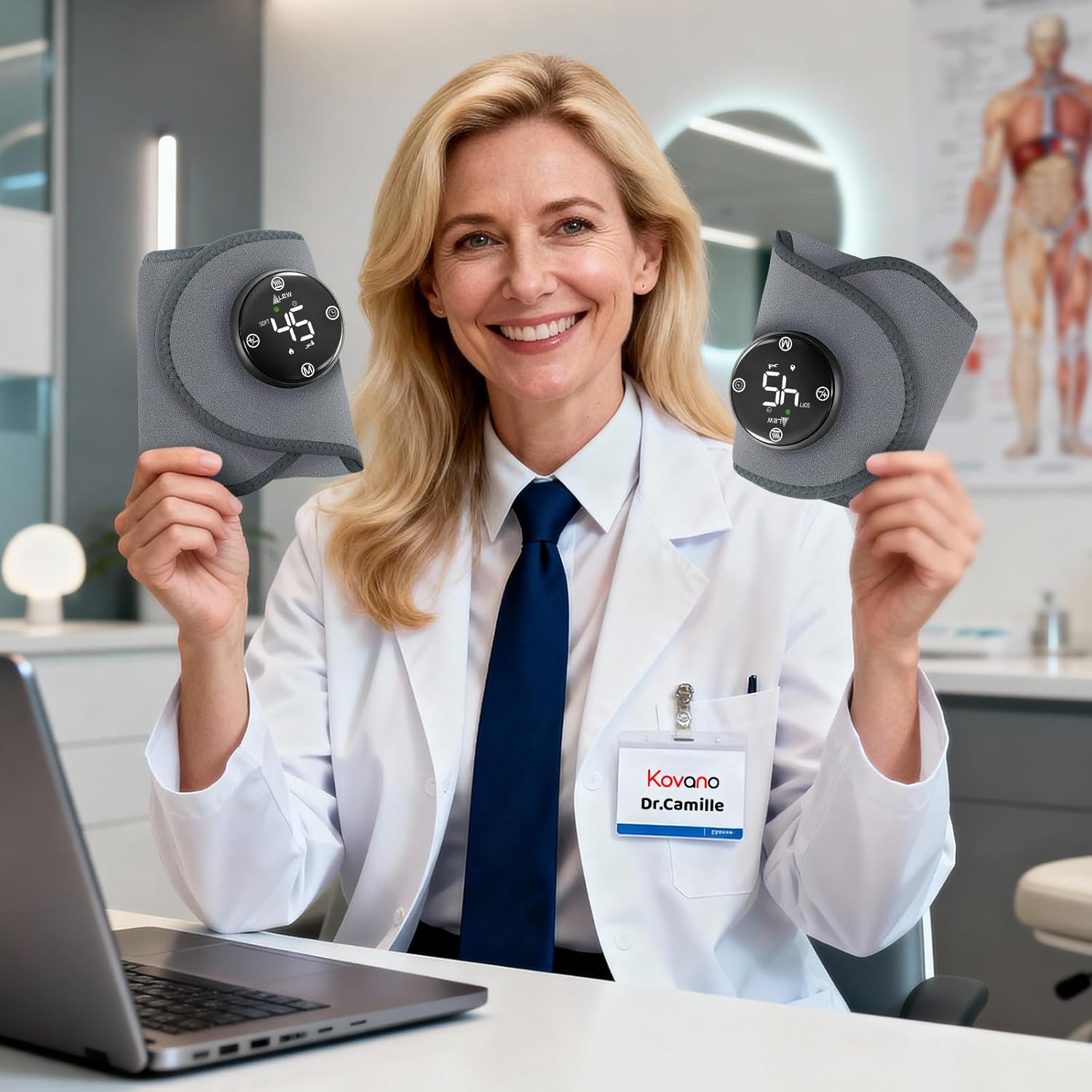 Large Fit Wearable Foot Massager Wrap, Cordless Heated Ankle Massager with Red Light, Portable for Foot Comfort & Circulation Support, 6 Modes 3 Intensities, Multi-Area Use for Foot, Knee & Back