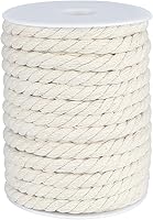 jijAcraft 8mm x 65ft 3-Ply Nautical Cotton Rope - Natural White Macrame Cord for Crafts, Clothesline, Plant Hangers & Pet Toys