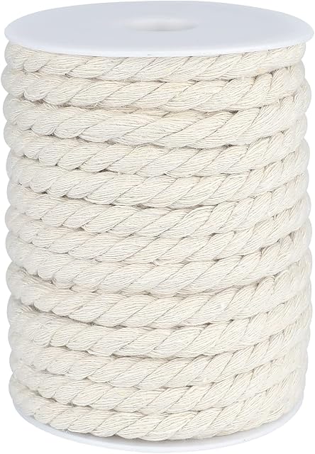 8MM Cotton Macrame Cord, 20M Thick Macrame Rope, Soft Cotton Rope for Wall Hanging DIY Garden Plant Hangers