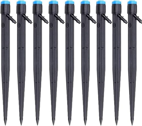 Lxcom Lighting Paquete de 100 goteros de riego con micropulverización, emisores de goteo ajustables de 360 grados, patrón de círculo completo, flujo