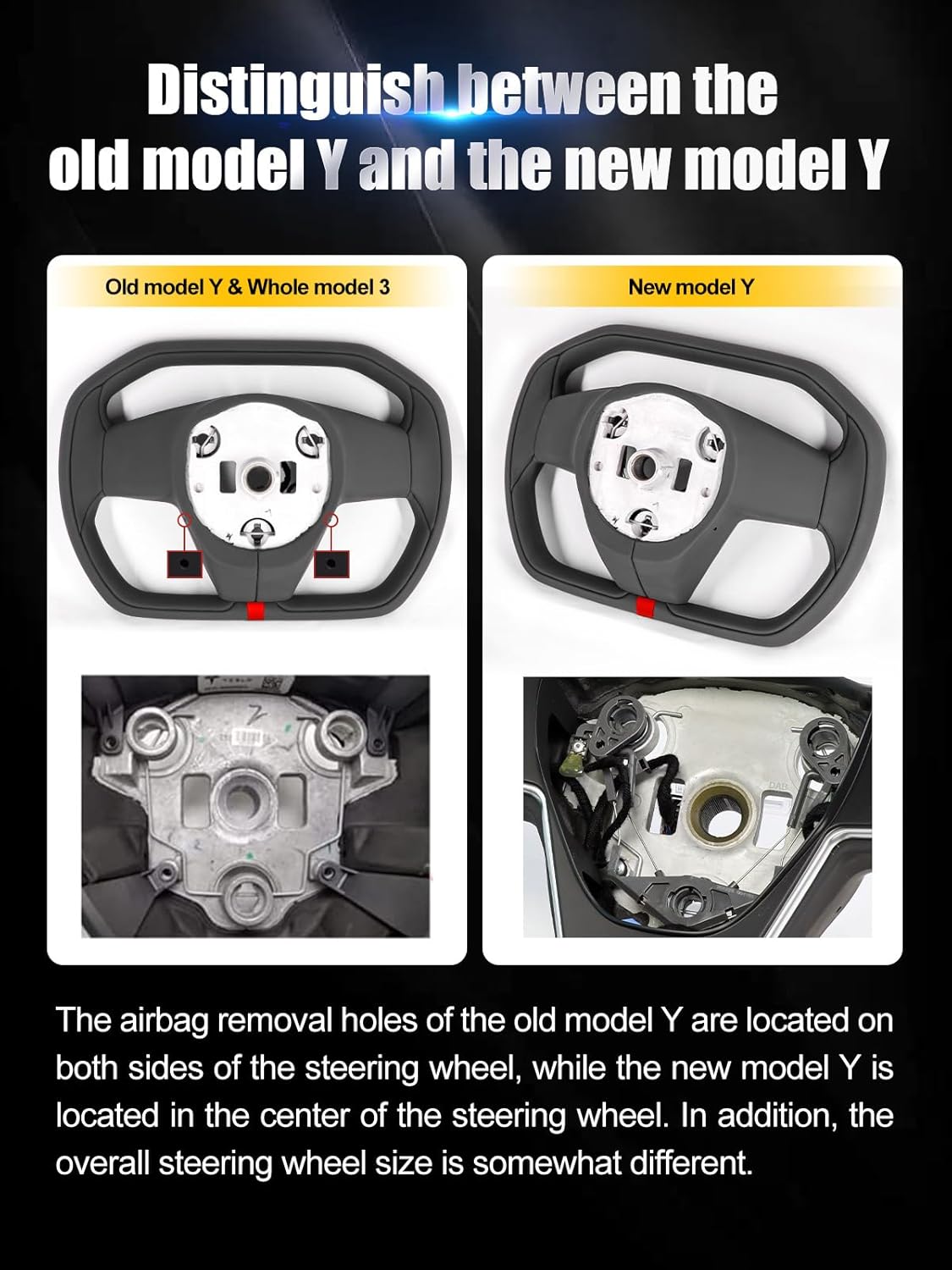 ZIMABLUE Cyber Truck Steering Wheel With Red Stripe for Tesla Model 3 Accessories 2017-2023, For Tesla Model Y accessories 2020-2024, Black Microfiber Leather With Heating Function