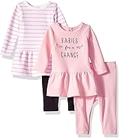Vista 1 de Hanes- Ultimate Baby Flexy Set de 2 vestidos de manga larga con 2 leggings para niña.