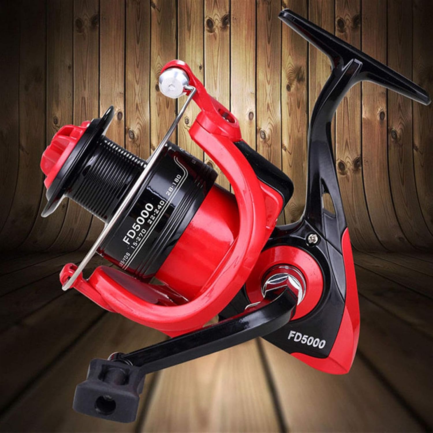 Fishing Reels Fishing Reels High Speed G-Ratio 5.0:1 Bait Folding Rocker Spinning Wheel Fishing Reel for Inshore Boat Rock Freshwater Saltwater (Bearing Quantity : 3 Color : Black with Red)