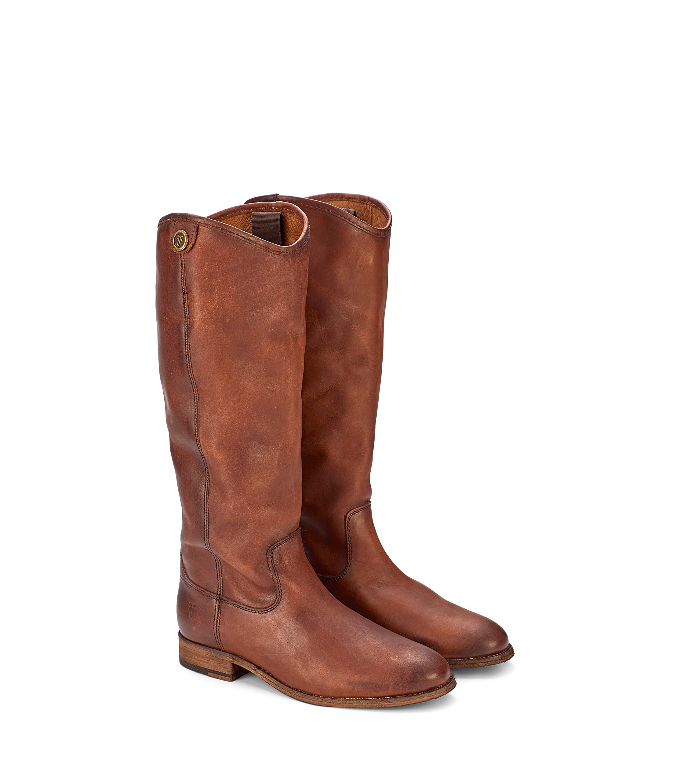Frye Melissa Button 2 Equestrian-Inspired Tall Boots for Women Made from Hard-Wearing Vintage Leather with Antique Metal Hardware and Leather Outsole – 15 ½” Shaft Height: 7 Cognac Extended Calf
