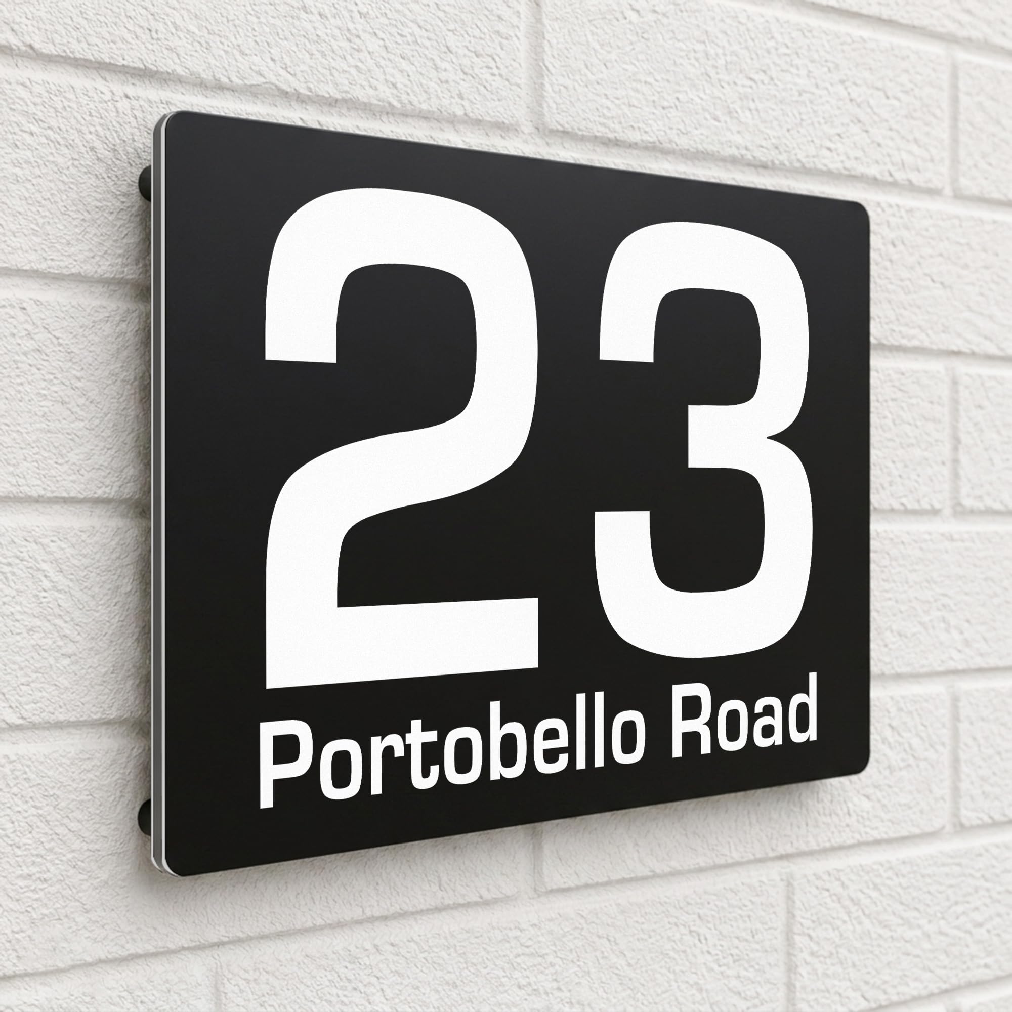 Housics Personalised House Number Plaque, Door Sign, Black, 200mm x 130mm — image 1