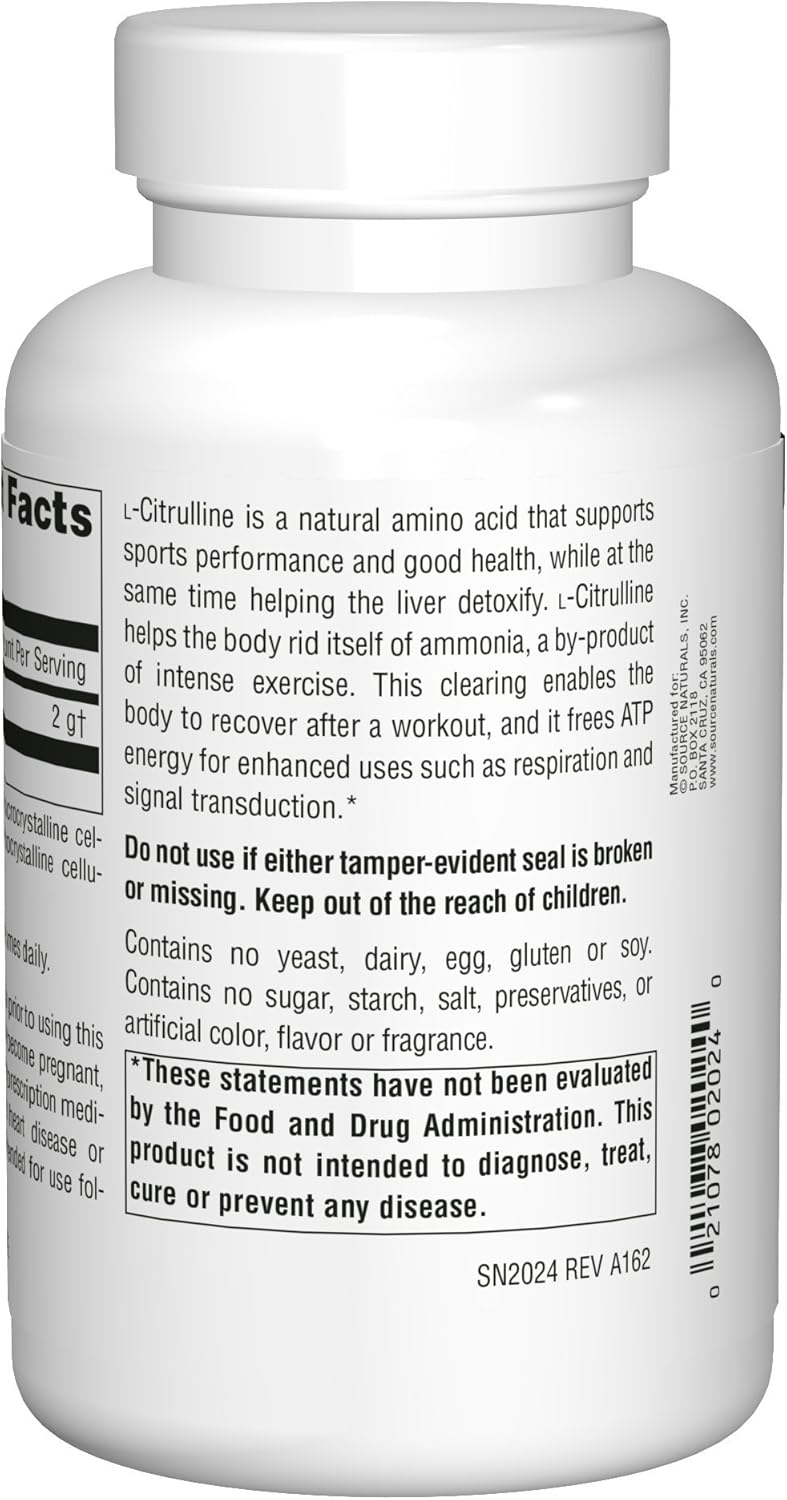 Source Naturals L-Citrulline 1000mg - Nitric Oxcide Booster - 120 Capsules: Health & Personal Care