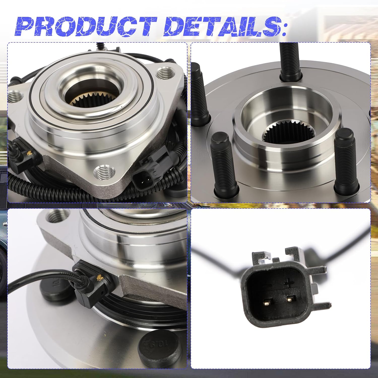 Front Wheel Hub Bearing Assembly with ABS Compatible with Dodge Ram 1500 2006-2009# 515113, 52070323AG, 52070323AH, 52070323AF