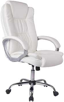 VS Venta-stock Sillón de Oficina Karen elevable y reclinable, Piel sintética, Color Blanco