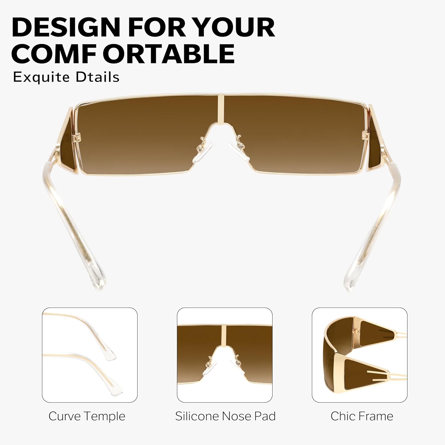 BOTEN Y2K Sunglasses for Women Men Retro Rectangular Wrap Around Glasses Trendy 2000s Small Square Shades - Image 5