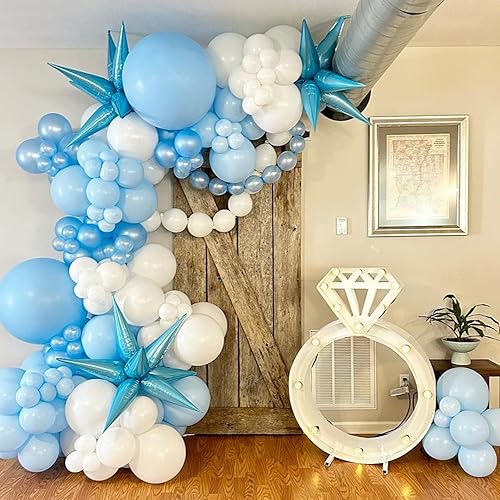 Miniatura 6 de 113 globos azul pastel, kit de guirnalda de arco de globos de látex azul claro de 18, 12, 10, 5 pulgadas, diferentes tamaños, globos de helio azul
