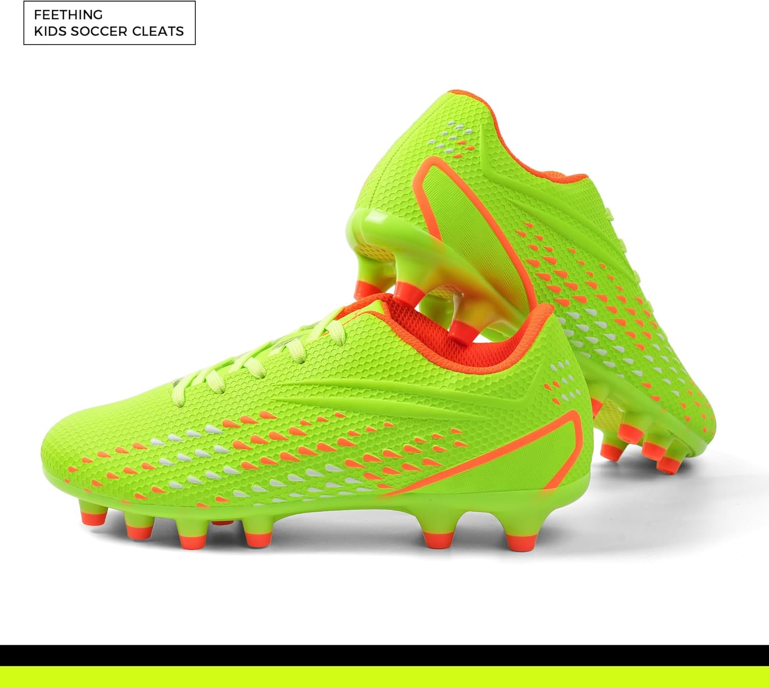 Kids Soccer Cleats for Boys and Girls - Lightweight Firm Ground Football Shoes with Plastic Studs for Natural Grass Play