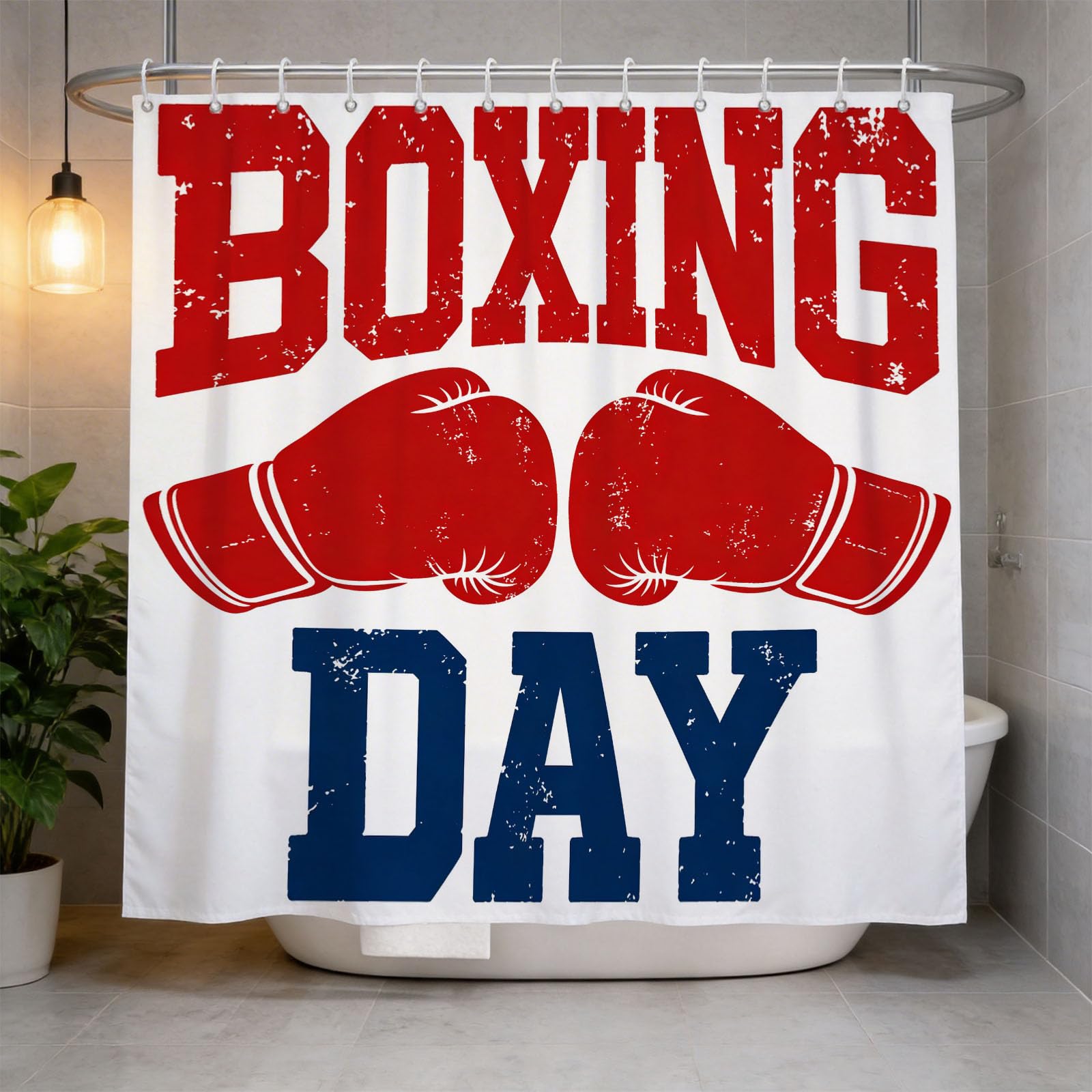 Hongduo 3D Boxing Gloves Shower Curtain for Stalls Bathtubs Physical Education Bathroom Decor Shower Curtain Set Polyester Fabric Waterproof 120x180cm/48X71 Inch with Hooks