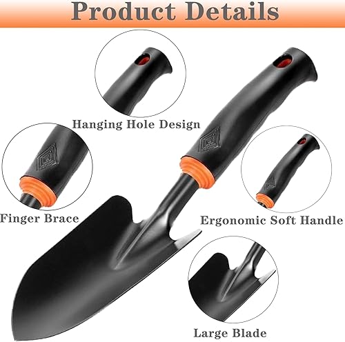 Miniatura 3 de Paleta de mano para jardín, pala de mano de jardinería resistente con agarre ergonómico, herramientas de jardín resistentes a la corrosión, pala
