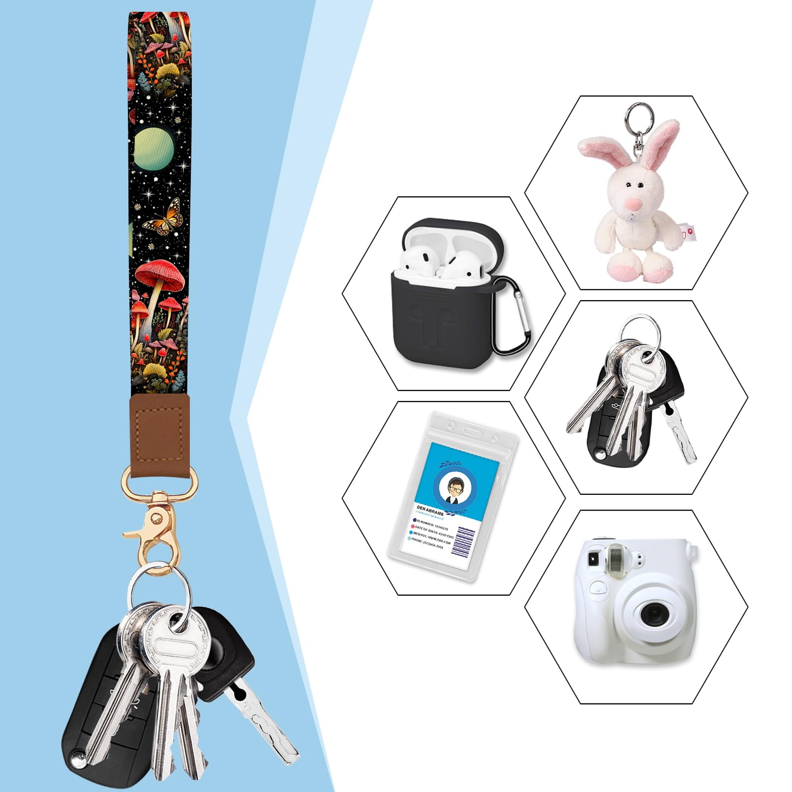 Blusabaca  Credit Card Holder for Women, Gothic Floral Small RFID Wallet with Zipper, Card Keychain Wallet, Leather Wallet Card Case, Business Accordion Wallet Gift: Wristlet Mushroom
