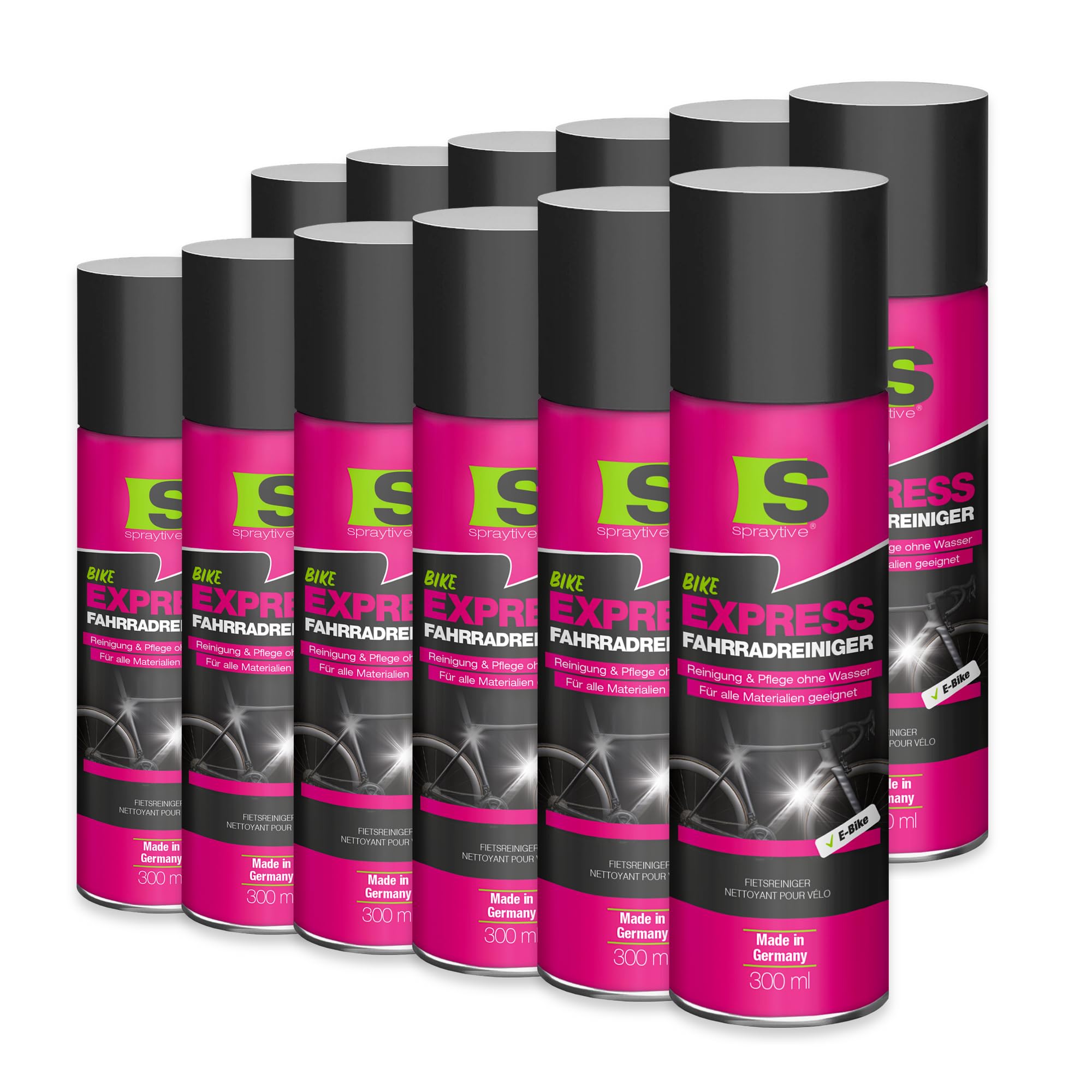 12x 300ml Fahrradreiniger ohne Wasser mit Wachs für E-Bike & MTB