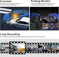 Vista 5 de Cámara de tablero de espejo de 9.66 pulgadas 1080P con visión frontal y trasera con visión nocturna, pantalla táctil completa, gran angular, sensor