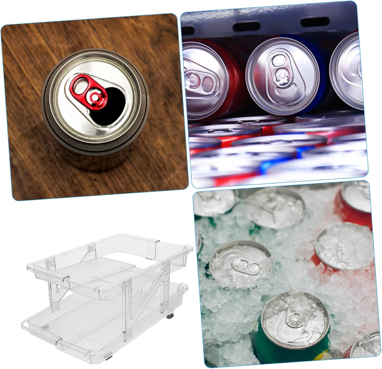 Rolling Can Dispenser for Refrigerator Soda Can Organizer Transparent Design Space-saving Beverage Holder for Kitchen Cupboard Easy to Clean and