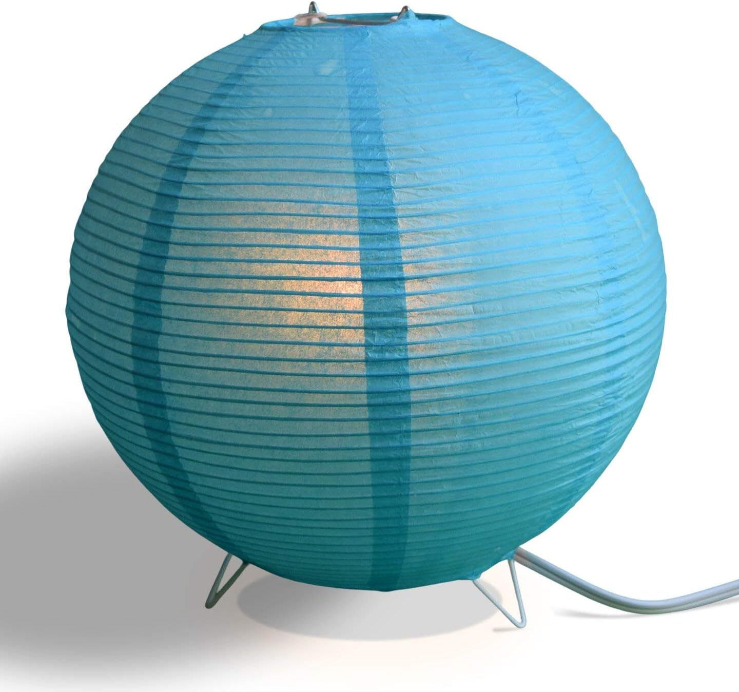 fantado Red Corded Round Table Top Lantern Lamp Kit w/Light Bulb, Fine Lines, Black Cord