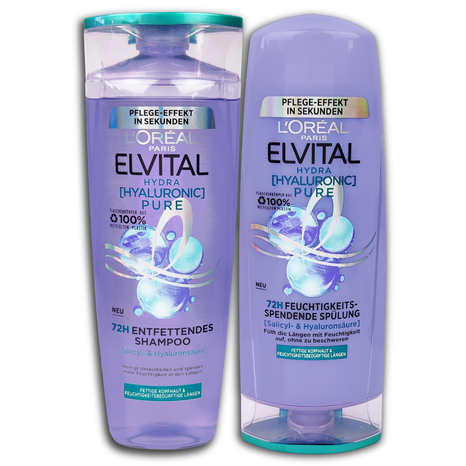 TopDeal Elvital Hydra Hyaluronic Pure Shampoo + Conditioner 300 ml + 250 ml - Oil Control, Moisturizing, Fine & Thin Hair - 2 Pack