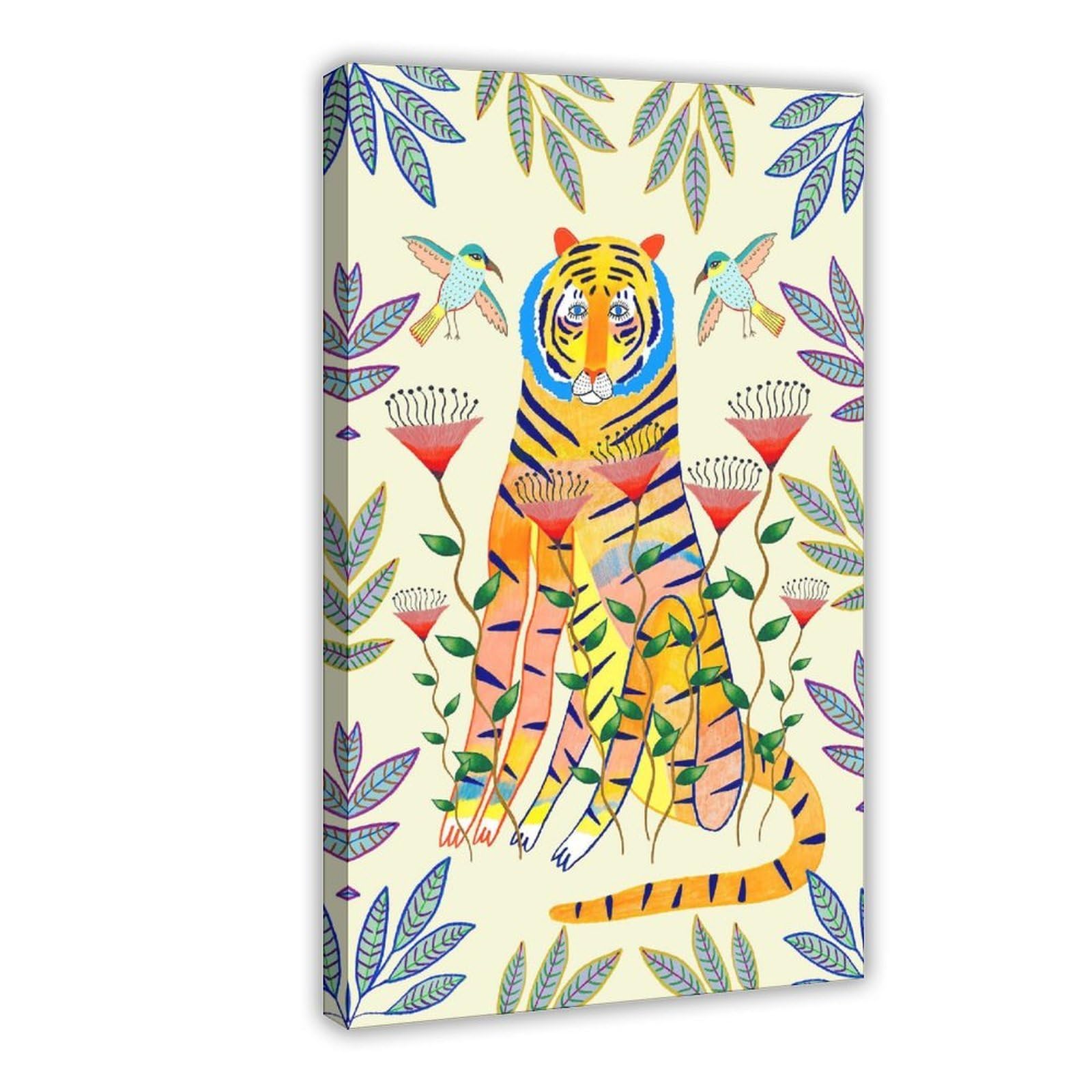 MRYCQ Tiger And Birds Poster Canvas Poster for Dorm Room Decor Gift