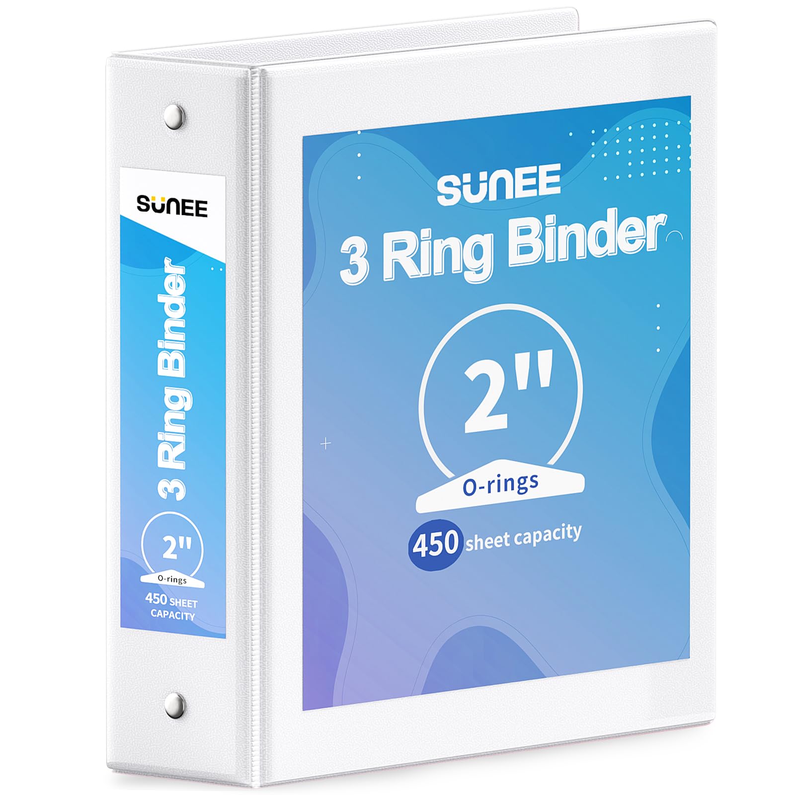 SUNEE 3 Ring Binder 2 Inch 1 Pack, Clear View Binder Three Ring PVC-Free (Fit 8.5x11 Inches) for School or Office Supplies, White