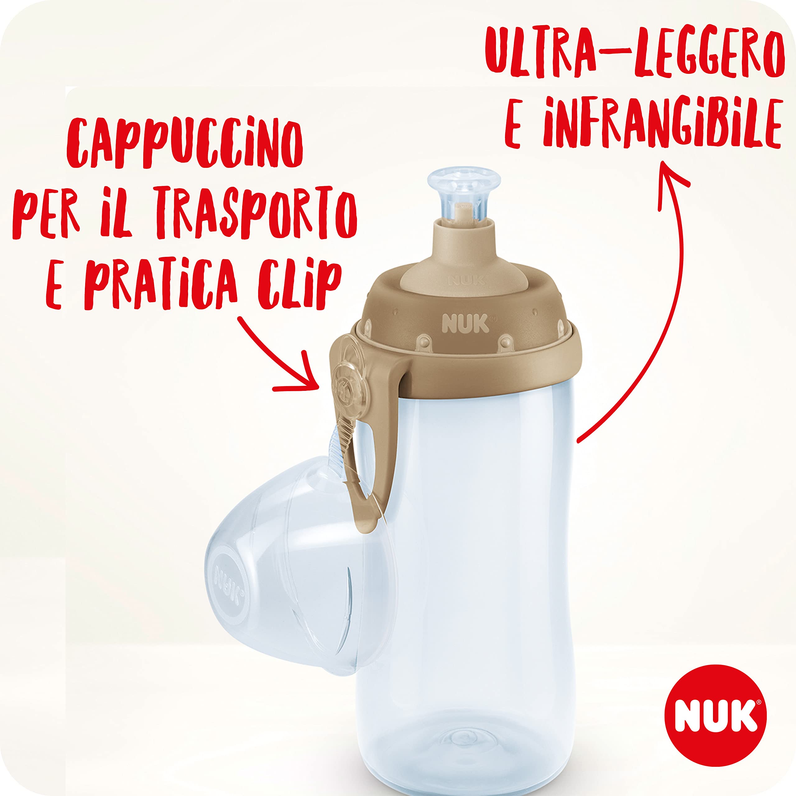 NUK Junior Cup borraccia bambini 300 ml 18+ mesi cangiante beccuccio morbido anti-goccia senza BPA blu