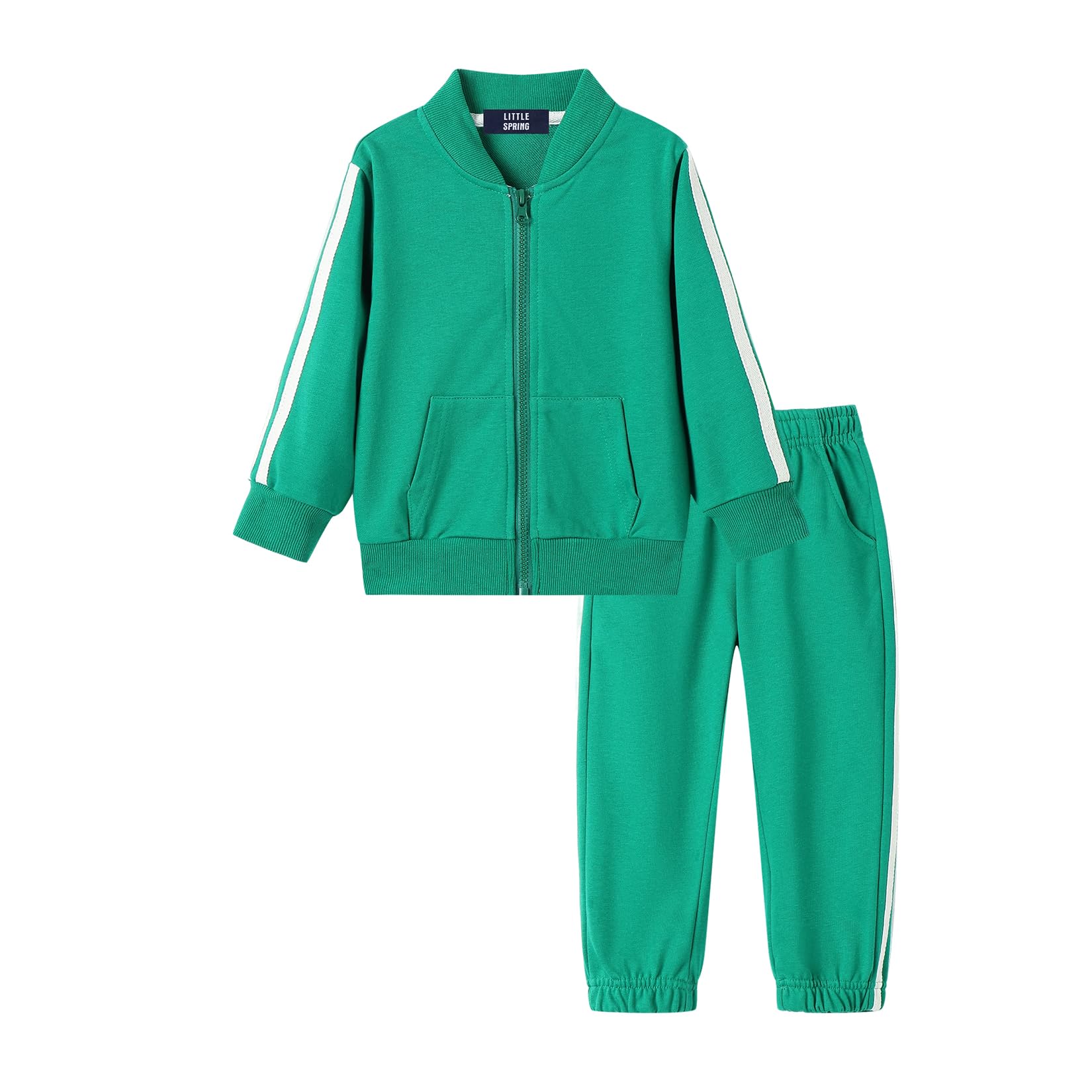 LittleSpring Little Boys Tracksuit Zip Up Athletic Hoodie and Jogger Pants 2-Piece Set