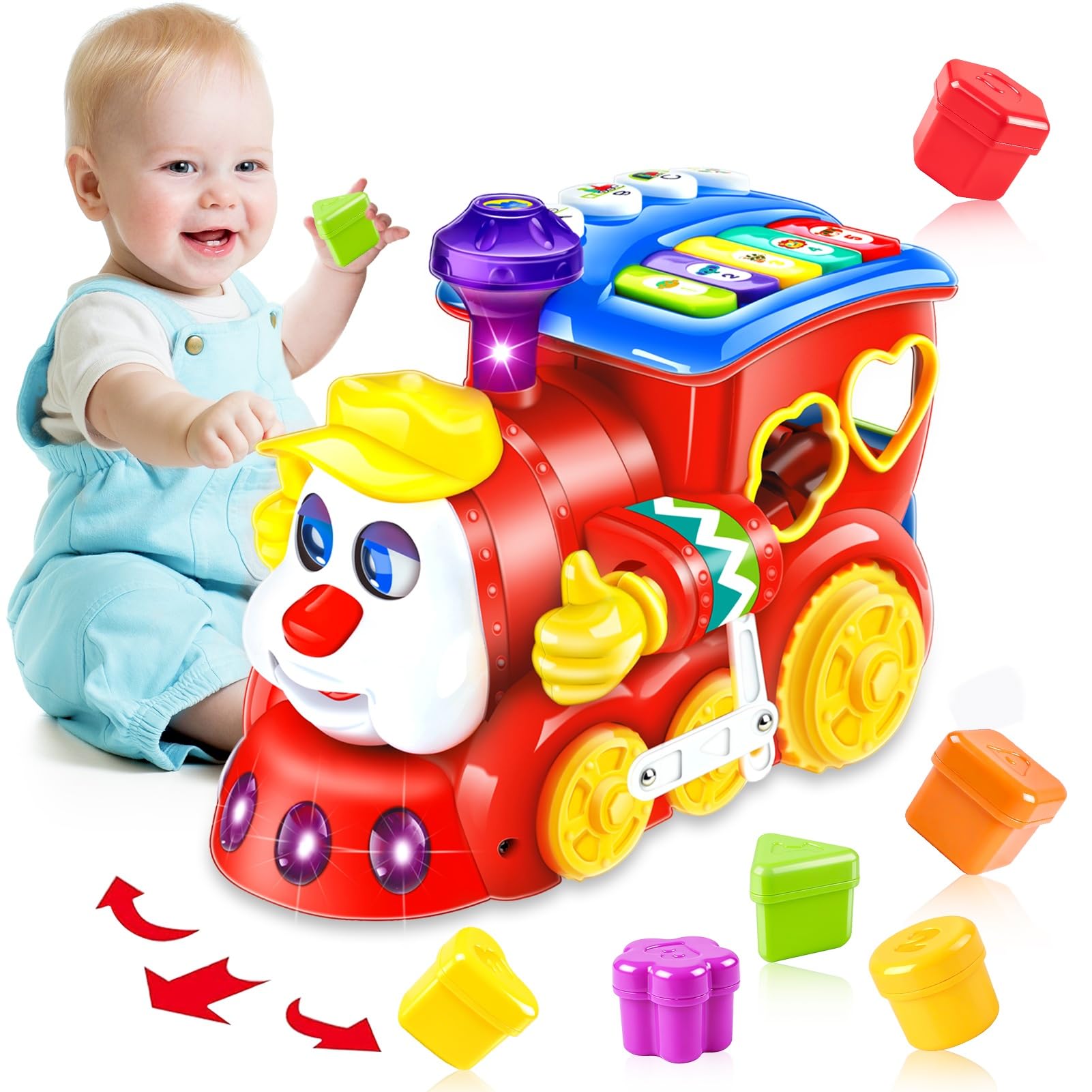 Baby Spielzeug ab 1 Jahr Mädchen Junge Komisch Roter Auto Baby Spielzeug ab 6 9 12 18 Monate mit Musik/Licht Kinderspielzeug ab 1 2 3 Jahre Kinder Spielzeug Geschenk 2 Jahre Frühe Lernen für Kleinkind