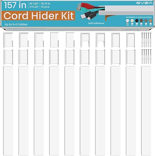 Miniatura 2 de Ocultador de cable, cubierta de cable, cubiertas de cable para TV montado en la pared, ocultador de cables, kit de canaleta blanco pintable de 157