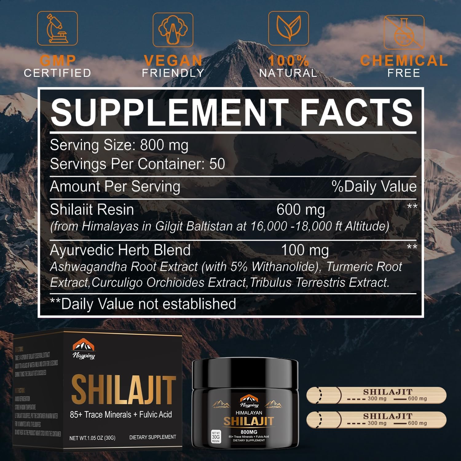 Shilajit Pure Himalayan Organic Resin - 800mg Gold Grade Shilajit Resin with Fulvic Acid & 85+ Trace Minerals Complex for Energy, Strength & Immunity, Shilajit for Men & Women, 30 Grams — Amazon image 7