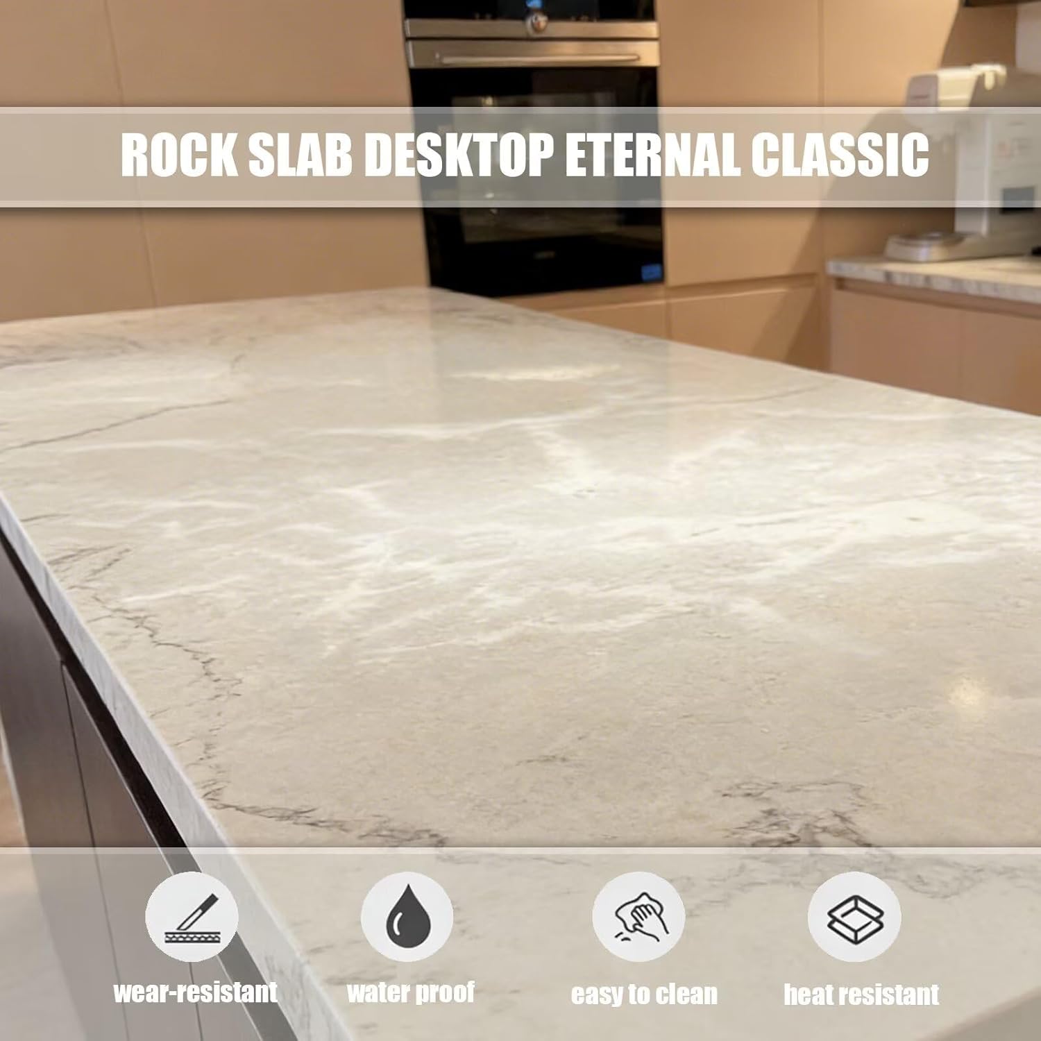 Kitchen Island with Storage - Kitchen Island Table with Quartzite-Look Countertop, Modern Dinner Table for 4 Includes Open Shelving, Sink, Side Cabinet (56IN No Chairs)