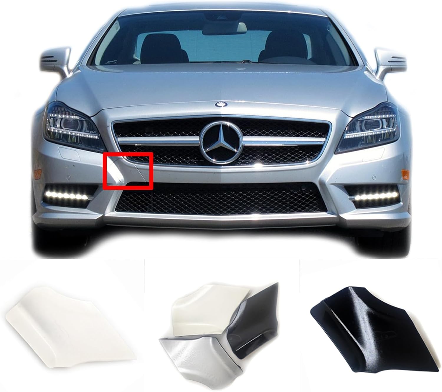 Front Tow Cover for 11-13 Mercedes Benz CLS W218 AMG Line C218 Fit 220 250 300 320 350 400 500 63 CDI CGI 4Matic Coupe SUV 2011 2012 2013 Bumper Hook Eye Cap Black