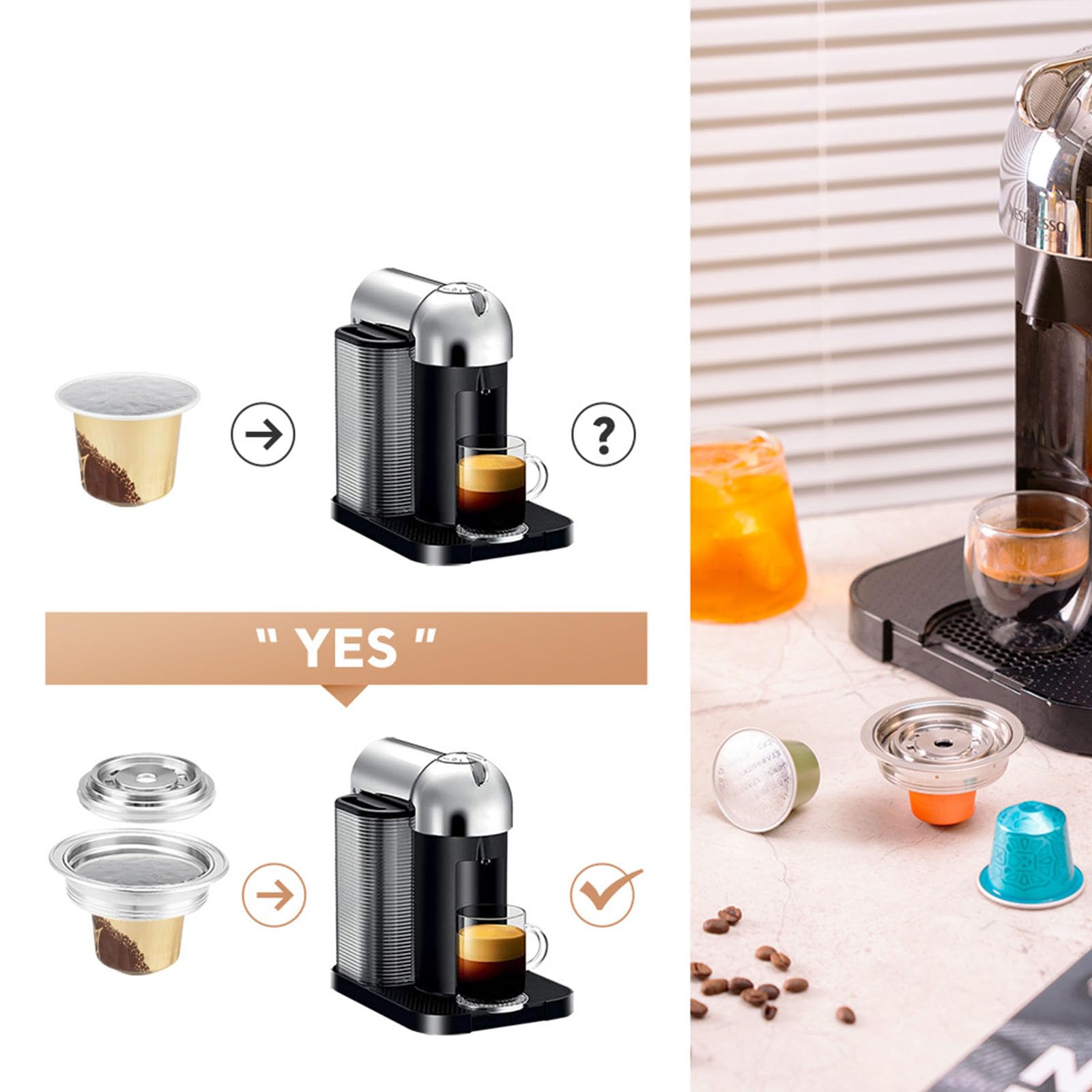 Convertidor de cápsulas de café, repuesto reutilizable, portátil, recargable, para accesorios de cafetera