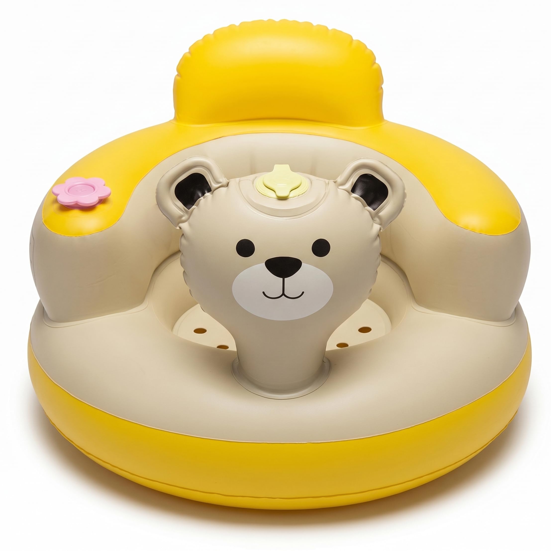 Elyebxj Blow Up Baby Chair, Baby Sitting Support Seat With Backrest And Armrests – Portable Inflatable Sofa For Sitting Practice, Yellow