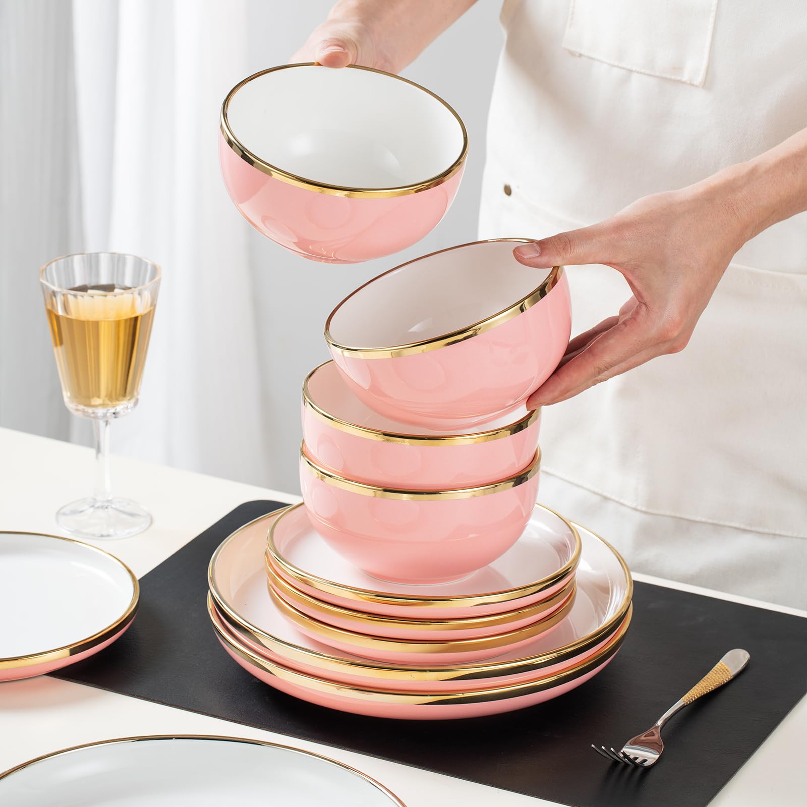 Onderzetters voor glazen - Rond - Marmer - Roze - Roségoud - Patronen Onderzetters voor glazen - Rond - Marmer - Roze - Roségoud - Patronen