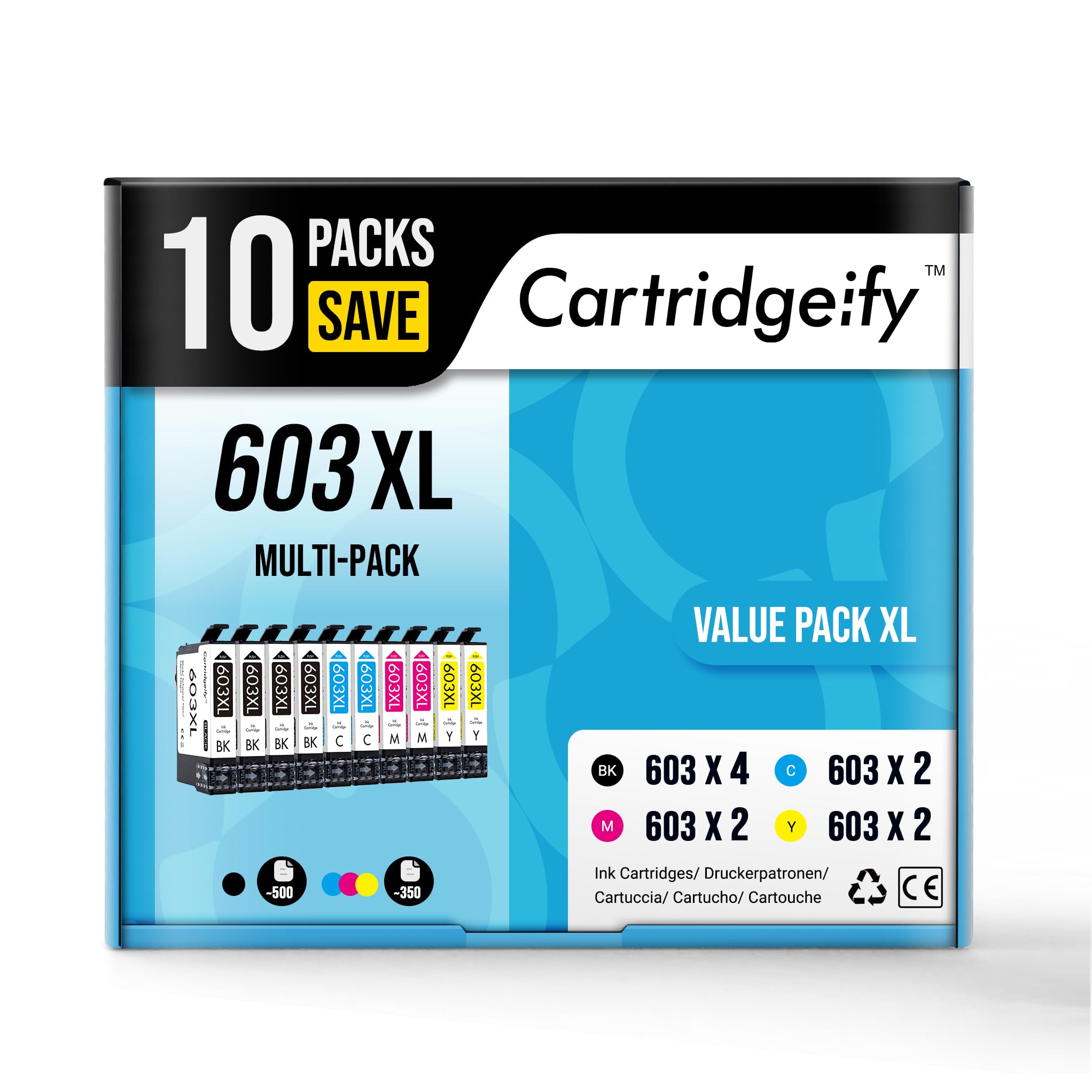 Cartridgeify 603 XL Compatibile con Epson 603 603XL Cartucce d'inchiostro Multipack, per Expression Home XP-2100 XP-2105 XP-3100 XP-3105 XP-4100 XP-4105, Workforce WF-2810 WF-2830 WF-2835 WF-2850